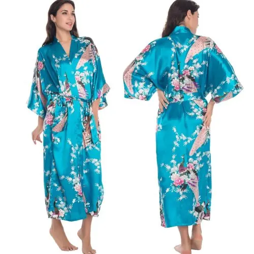 Image de Robe de Nuit Satinée Imprimé Floral - Élégance & Confort