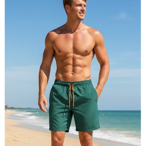 Imagen de Bañador de Doble Capa para Hombre con Pantalones Cortos de Playa, Secado Rápido y Bolsillos con Cremallera