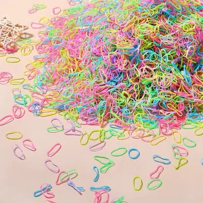 Image de Attaches de Cheveux Colorées pour Filles - Lot de 500, 1000 ou 2000 Pièces