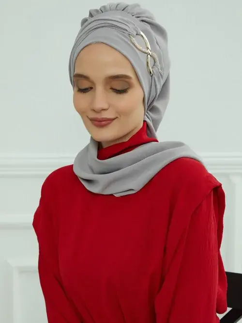 Image de Turbans Hijab Femme - Écharpe Instantanée avec Boucle Métallique