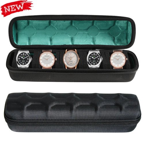 Image of Portable Watch Organizer Case for Men and Women – Premium Travel Storage Box with Display Stand for Wristwatches and Smartwatches
