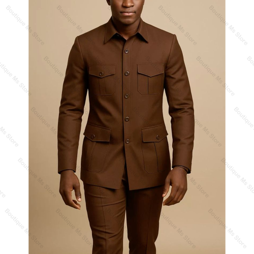 Image de Costume Homme Marron Coupe Cintrée 2 Pièces
