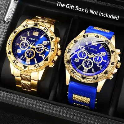 Image de Montres Vintage Homme - Ensemble 2 Pièces Acier & Silicone