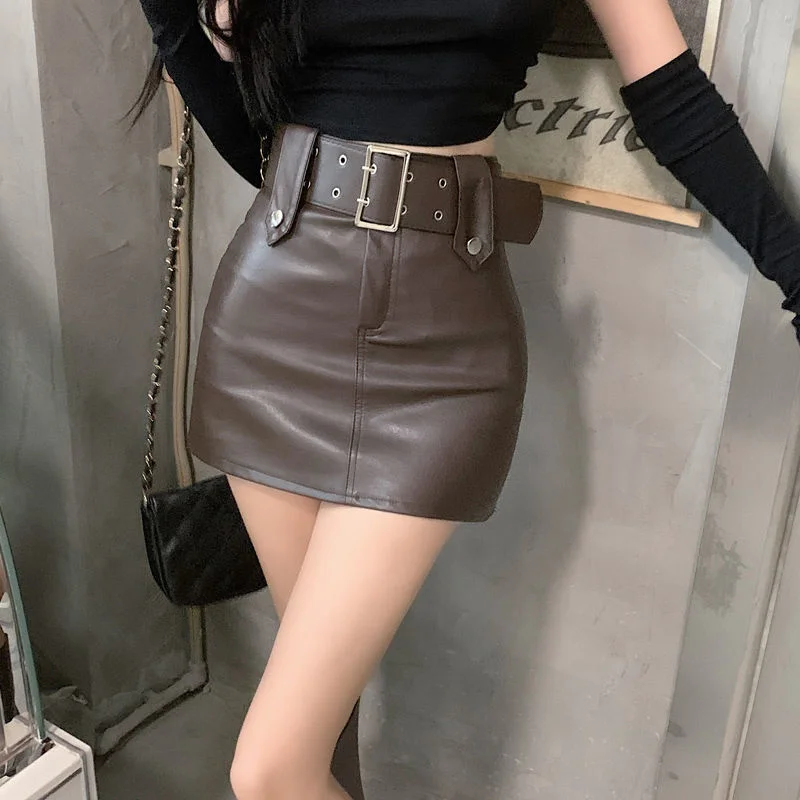 Bild von Mädchen Kleine Röcke frauen Hohe Taille Rock Pu Leder Röcke A-linie Rock Kurzen Rock Ropa Mujer Mini Röcke Kleidung für Frauen