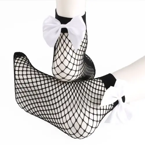 Image de Chaussettes Résille Nœud Papillon Blanc - Style Lolita & Harajuku