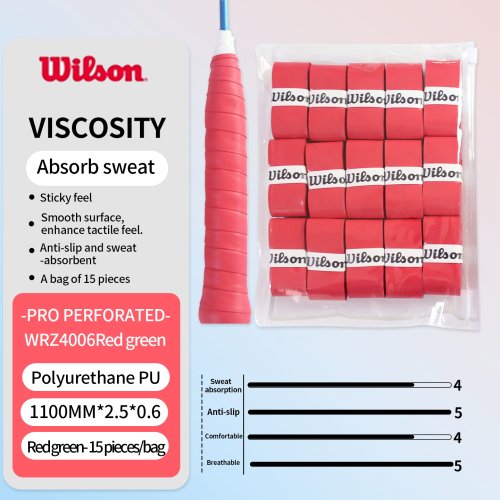 Imagen de 15 Uds. Raqueta de tenis Wilson Overgrip banda para el sudor agarre de absorción PU mango de raqueta agarre de tenis Griptape Padel Grip PRO
