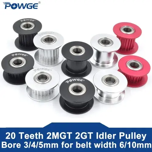 Image de Poulie Tendeuse GT2 20 Dents - Alésage 3-4-5mm avec Roulement Noir
