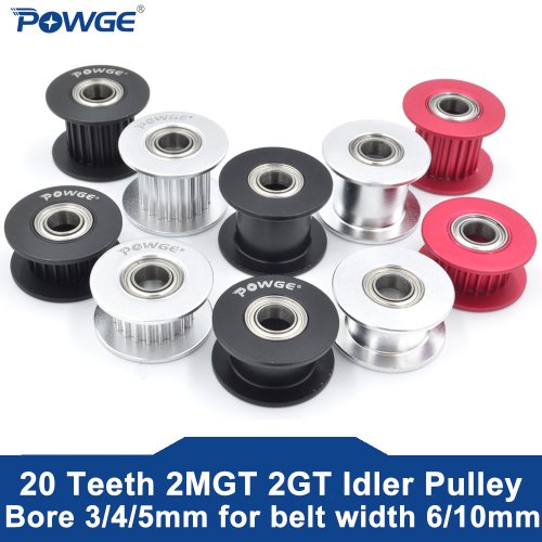 Immagine di Puleggia Sincrona GT2 20 Denti con Cuscinetto Nero - Bore 3-5 mm