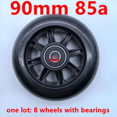Image de Roues de Skateboard 90mm Noires - Lot de 8 avec Roulements