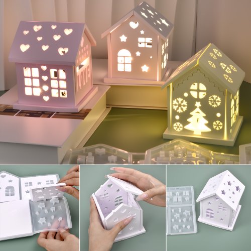 Imagen de Molde de Silicona 3D para Manualidades: Casa, Árbol de Navidad, Estrella y Corazón – Ideal para Resina, Yeso, Epoxi y Decoración en Casa