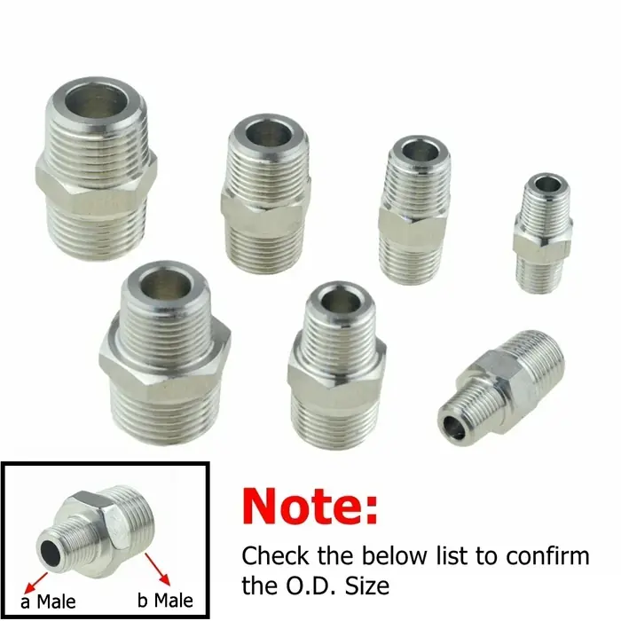 Image de Raccord de Tuyau en Acier Inoxydable 304 - Adaptateur Fileté Mâle/Femelle