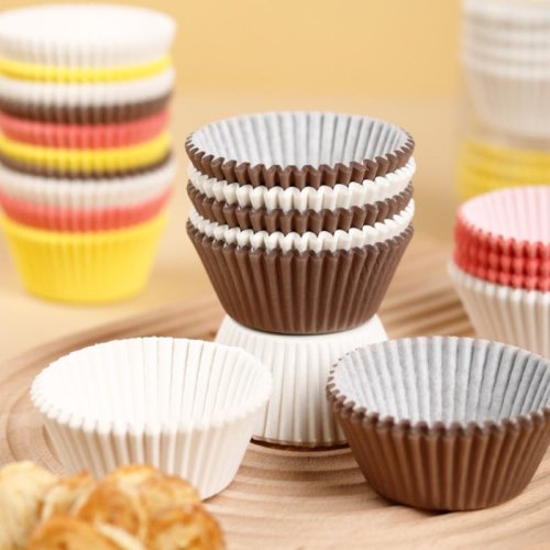 Image of 100pcs Disposable Muffin Cups Egg Tart Molds Heat Resistant Cupcake Cups Thickened Paper Cupcake Liners Tart Molds Baking Tools