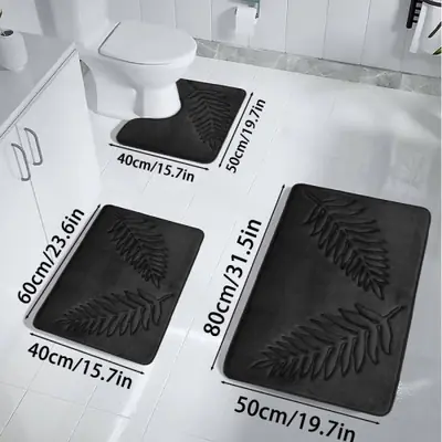 Image de Tapis de Bain Antidérapant 3 Pièces - Doux & Rapide Séchage