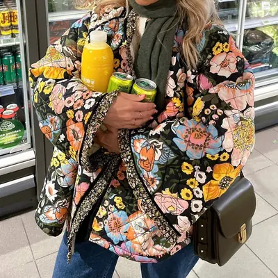 Image de Manteau Floral Vintage Chaud pour Femme