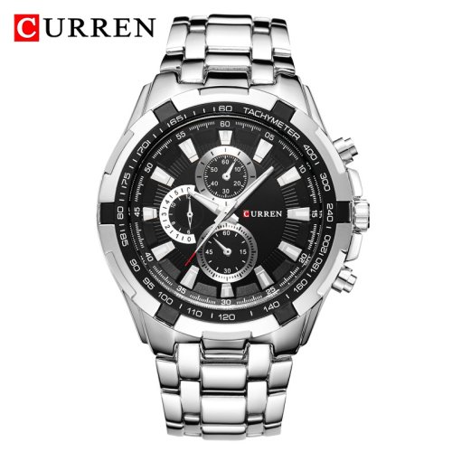 Image of Curren 8023 Quartz Men's Waterproof Sport Military Watch with Stainless Steel Band – Durable Business and Casual Wristwatch for Active Men