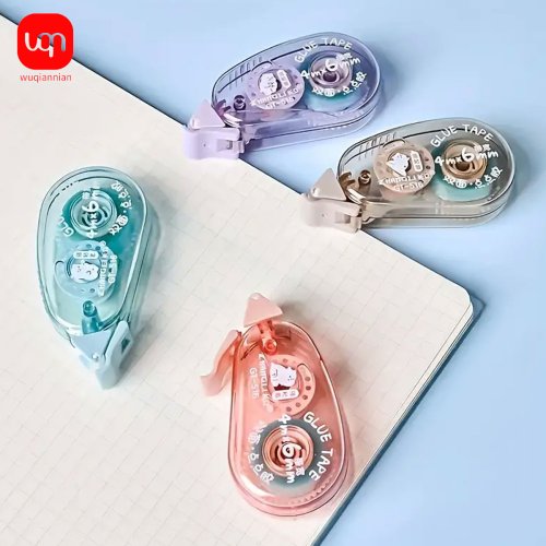 Image of Colorful Cartoon Pattern Double-Sided Tape Roller – Compact, Portable, Permanent Adhesive for Scrapbooking and Crafting
