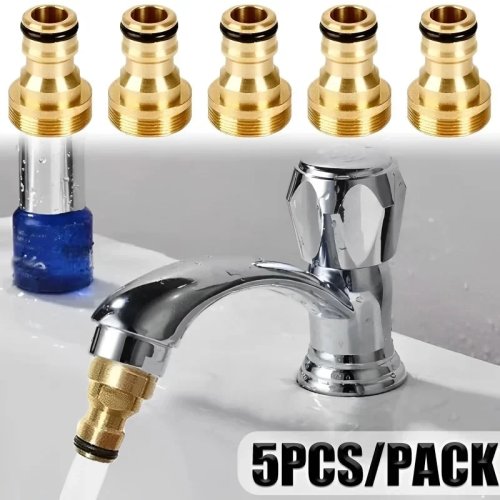 Bild von Universal Wasserhahn Adapter aus Messing – 1/2 Zoll und 5 Stück für Küche, Gartenbewässerung, Schlauchanschluss und Beckenfitting
