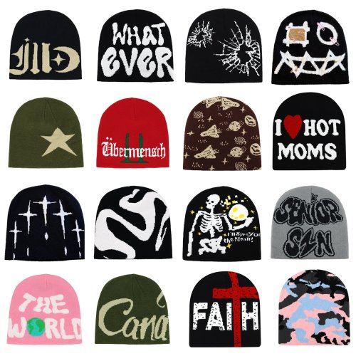 Immagine di New Fashion Letter Autunno Inverno Berretti per donna Uomo Outdoor Y2K Skullcap Caldo cappello da sci Cappello freddo Hip Hop Ciclismo Cappello lavorato a maglia