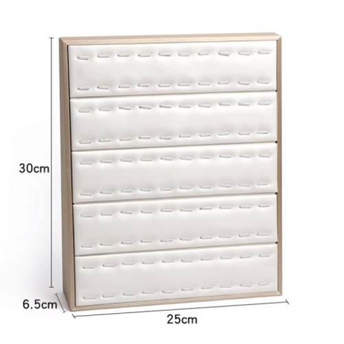 Immagine di Espositore Verticale in Legno Bianco per Gioielli: Elegante Supporto da Bancone per Orecchini, Collane e Pendenti