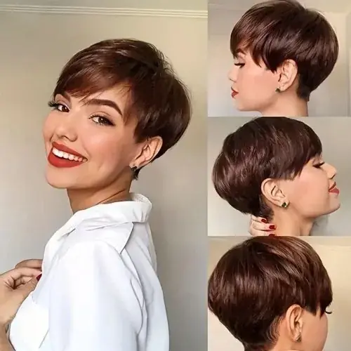 Image de Pixie Cut Courte - Perruque Naturelle Noire Brésilienne