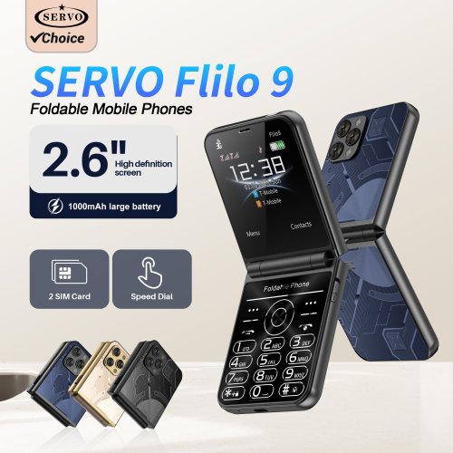 Afbeelding van Opvouwbare Flip Mobiele Telefoon met 2 SIM-kaarten, 2.6 Inch Scherm, FM Radio, Oproeprecord en MP4 Speler - Flilo9 3G Smartphone