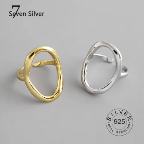 Image de Bagues Rondes en Argent Sterling 925 - Or Ajouré & Réglable