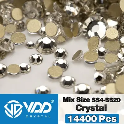 Image de Strass Cristal Or - 14400 Pièces Mix Tailles pour Nail Art & Bricolage