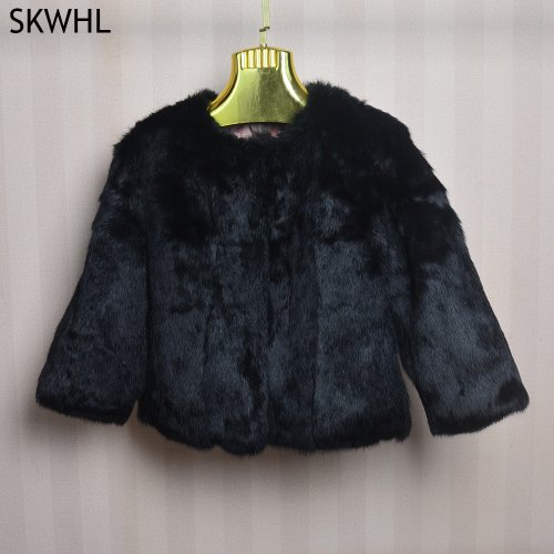 Image de Manteau en Fourrure de Lapin Véritable - Élégant & Chaud