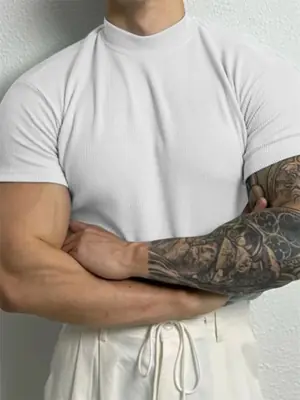 Image de T-Shirt Homme Col Roulé Rayé - Style Sportif Été