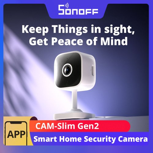 Immagine di Telecamera di Sicurezza Domestica Sonoff Cam S2 WiFi 1080p con Rilevamento Movimento, Audio Bidirezionale e Compatibilità Alexa e Google Assistant