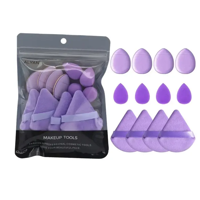 Image de 12 Éponges Maquillage Multicolores - Set de Poudre & Fond de Teint