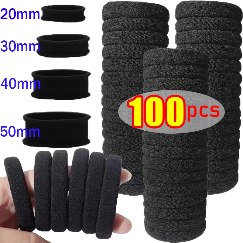 Image de 100 Bandes de Cheveux Noires Élastiques - Accessoire Simple & Pratique