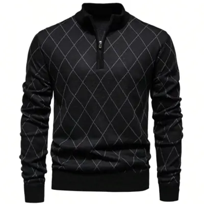 Image de Pull Homme Col Zippé - Style Sportif & Décontracté
