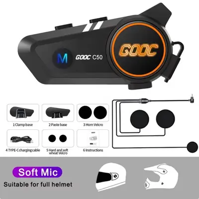 Casque Moto Bluetooth 5.3 - Appels Main Libre & Musique