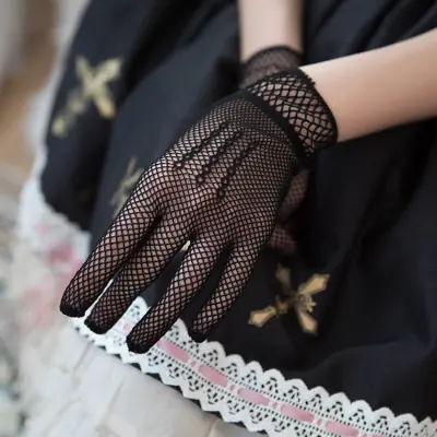Image de Gants Dentelle Élégants - Noir & Blanc Transparent