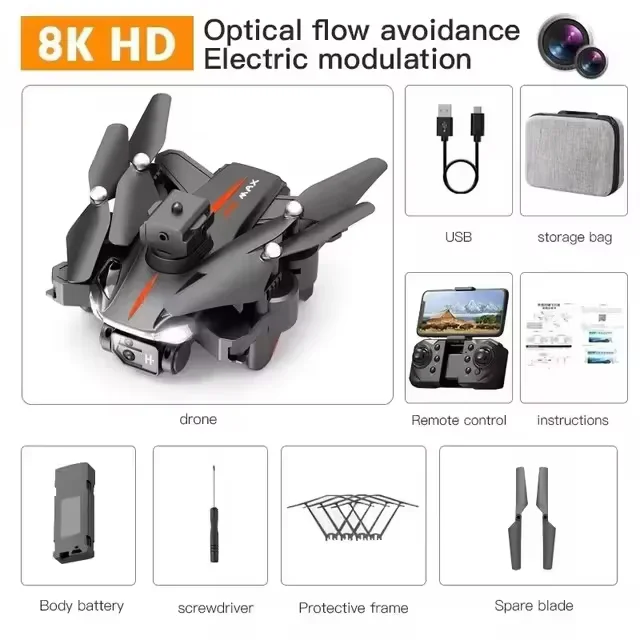 Immagine di Drone GPS P11 Max 8K HD 5G Professionale per Fotografia Aerea con Doppia Fotocamera, Evitamento Ostacoli, Quadricottero Brushless 20000M Nuovo 2026