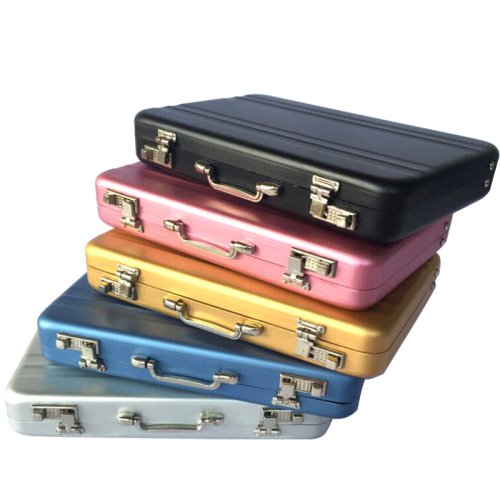 Image of Premium Aluminum Storage Box – Compact Credit Card Holder, Mini Suitcase for Bank Cards, Jewelry Organizer & Rectangle Travel Case