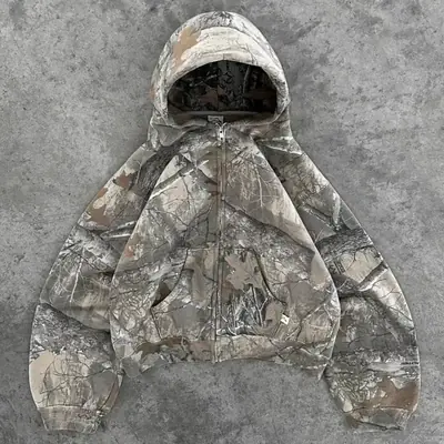 Image de Veste Gothique Y2K Blanche à Capuche & Fausse Fourrure