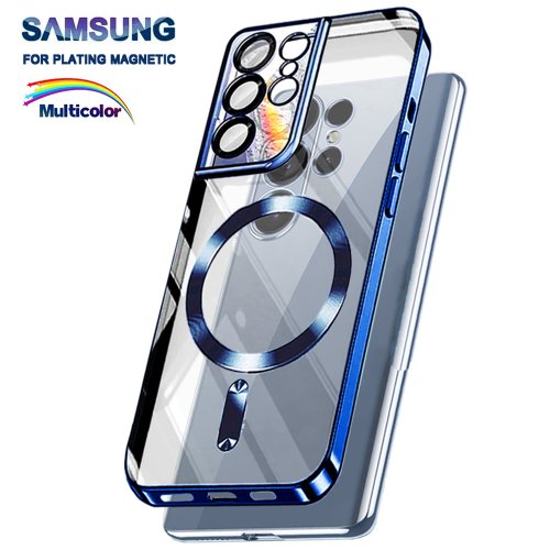 Immagine di Cover in Silicone Bordo Dritto con Protezione Vetro per Telefono, Compatibile con Apple MagSafe e Samsung Galaxy S25 Edge, S21, S23 FE, S22 Plus, S24 Ultra – Custodia Luxe 10K con Magnetismo e Ricarica Wireless