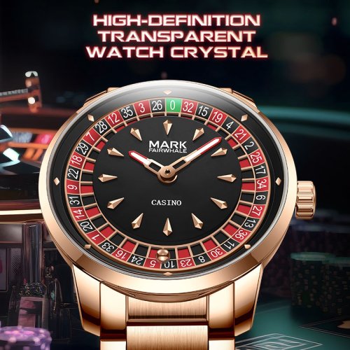 Afbeelding van Mark Fairwhale Herenhorloge 5031 - Grappig Quartz Horloge met Verzonken Wiel Ontwerp, Arabische Cijfers en Roterende Wijzerplaat