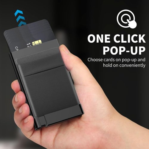 Afbeelding van Rfid Anti Blokkeren ID Bank Creditcardhouder Mannen Dunne Slanke Mini Minimalistische Portefeuilles Luxe Metalen Bank ID Cardholer Case Portemonnee