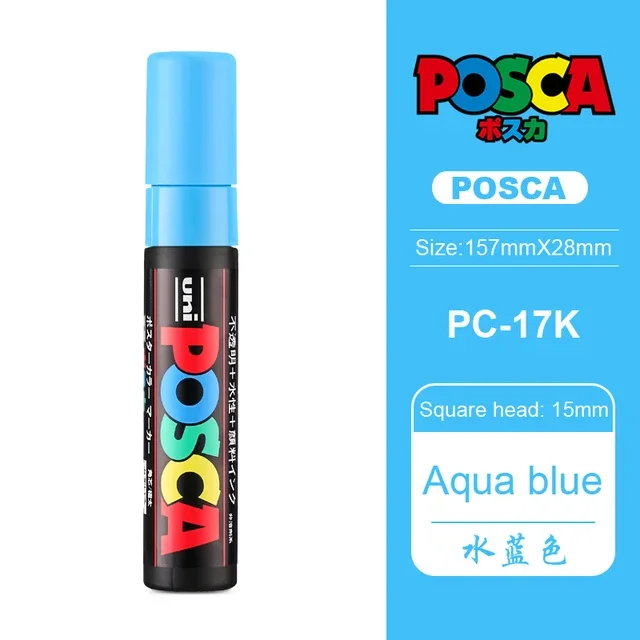 Immagine di Pennarello Uni Posca PC-17K da 15 mm, Penna per Vernice a Base d'Acqua, Ideale per Graffiti, Arte su Tessuto e Progetti Artistici Creativi