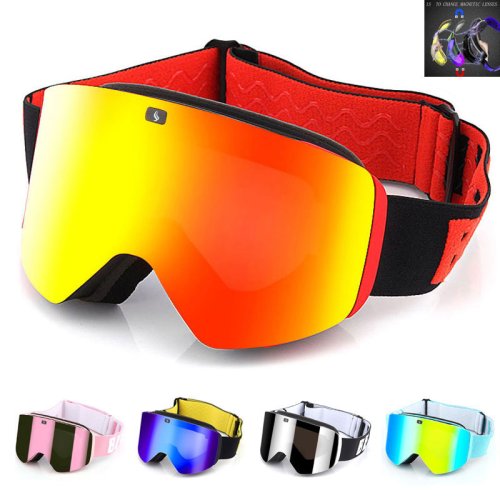 Image of Premium Magnetic Ski Goggles with Double-Layer Polarized Lens, Anti-Fog UV400 Protection for Men and Women – Ideal for Skiing, Snowboarding, and Winter Sports