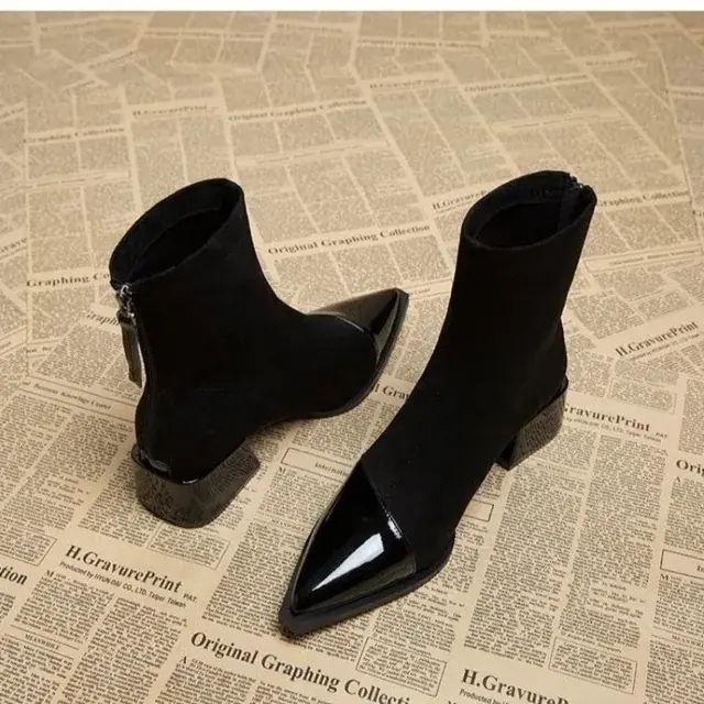 Image de Bottes Courtes à Talons Hauts Femme - Style Rétro Français