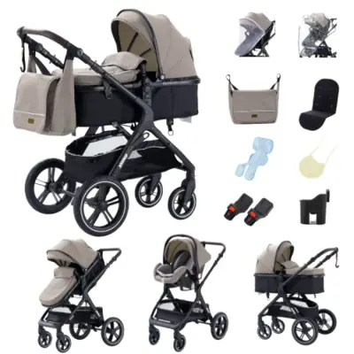 Image de Poussette 3-en-1 bébé - Multi-fonctionnelle, pliable, inclinable
