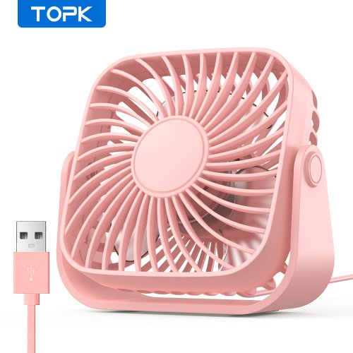 Zdjęcie TOPK 4-calowy mini przenośny wentylator USB na kemping, 3 prędkości cichy wentylator osobisty na biu...