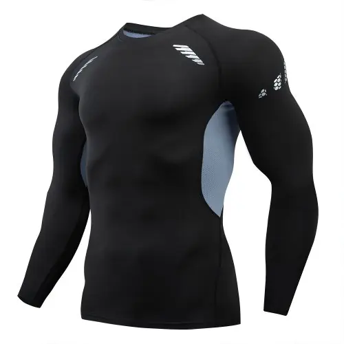 Image de Chemise de Compression Homme - Manches Longues - Évacuation de l'Humidité