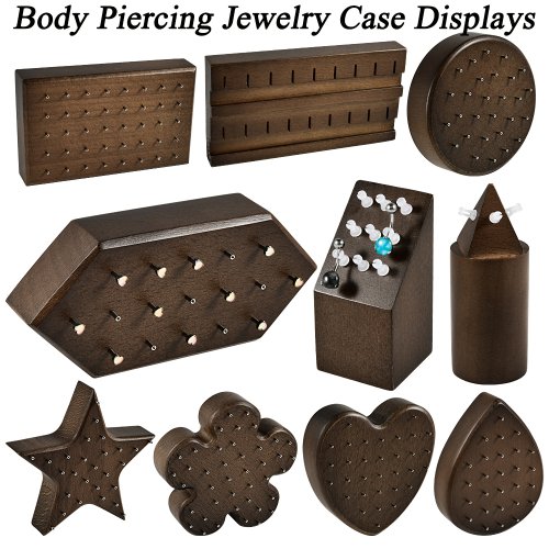 Image of Natural Wood Body Jewelry Display Rack with Thread Holder Stand – Multi-Functional Storage Shelf for Piercing Jewelry and Accessories