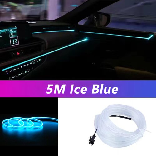 5 meter auto interieur LED strip licht met neon effect – flexibele decoratieve verlichting voor auto, USB aangedreven, DIY sfeerlamp voor feest en ambiance