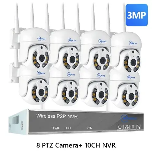 10CH 3MP avec 8 PTZ